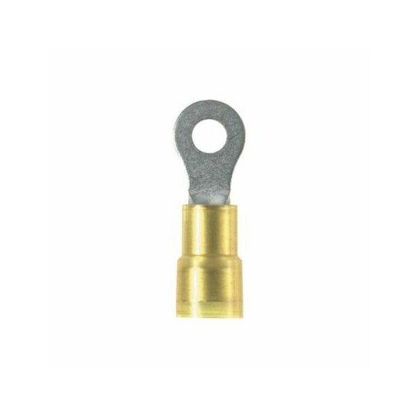 Ring Terminal, #10 Stud Size, 12 AWG, 600 V, Nylon Insulated, Yellow, 50 PK